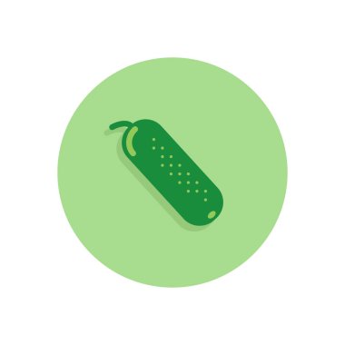 Salatalık düz simgesi. Yuvarlak renkli düğme, dairesel vektör işaret, logo illüstrasyon. Düz stil tasarım