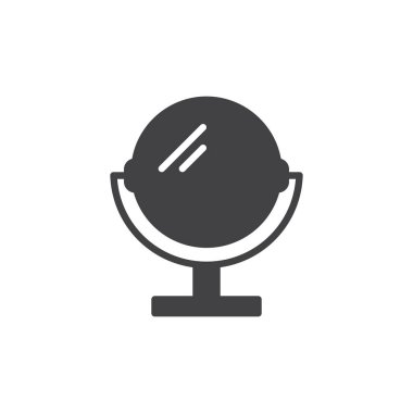 Makyaj aynası simge vektör, düz işareti, üzerinde beyaz izole katı piktogram dolu. Sembol, logo illüstrasyon. Piksel mükemmel