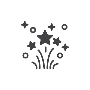 Havai fişek simge vektör, düz işareti, üzerinde beyaz izole katı piktogram dolu. Sembol, logo illüstrasyon. Piksel mükemmel