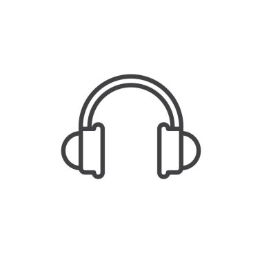 Kulaklık hat simgesi, Anahat vektör işareti, üzerinde beyaz izole doğrusal stil piktogram. Sembol, logo illüstrasyon. Düzenlenebilir inme. Piksel mükemmel