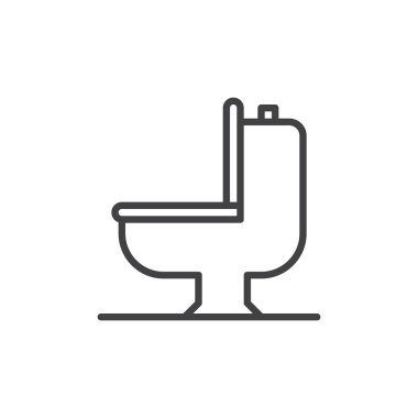 Tuvalet kase satırı simgesi, Anahat vektör işareti üzerinde beyaz izole doğrusal stil piktogram. Sembol, logo illüstrasyon. Düzenlenebilir inme. Piksel mükemmel