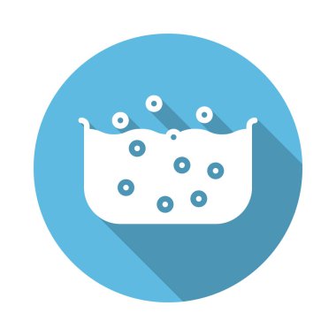 Jakuzi düz simgesi. Renkli düğme dairesel vektör uzun gölge efekti ile oturum açın. Düz stil tasarım