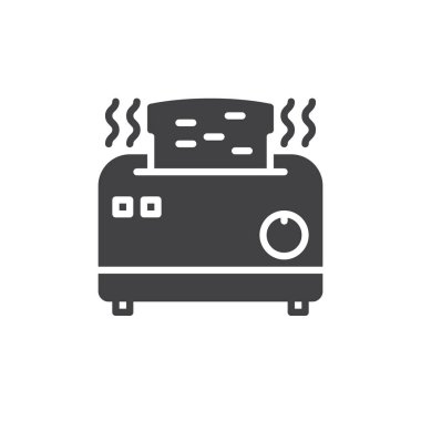 Ekmek kızartma makinesi simge vektör, düz işareti, üzerinde beyaz izole katı piktogram dolu. Sembol, logo illüstrasyon. Piksel mükemmel