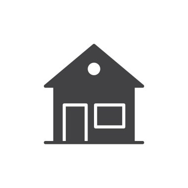 Ev, ev simge vektör, düz işareti, üzerinde beyaz izole katı piktogram dolu. Sembol, logo illüstrasyon. Piksel mükemmel