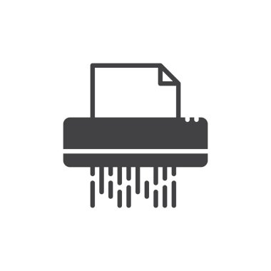 Belgeleri parçalayıcı simge vektör, düz işareti, üzerinde beyaz izole katı piktogram dolu. Sembol, logo illüstrasyon. Piksel mükemmel