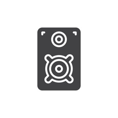 Hoparlör simgesi vektör, düz işareti, üzerinde beyaz izole katı piktogram dolu. Sembol, logo illüstrasyon. Piksel mükemmel