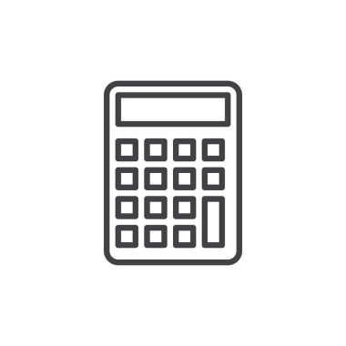 Hesap makinesi satırı simgesi, Anahat vektör işareti üzerinde beyaz izole doğrusal stil piktogram. Muhasebe sembolü, logo illüstrasyon. Düzenlenebilir inme. Piksel mükemmel