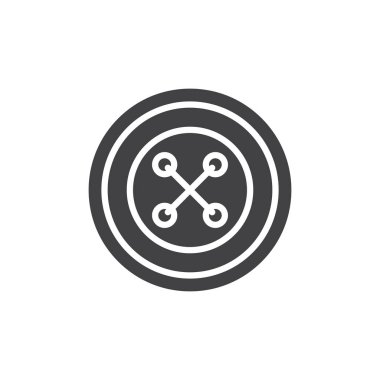 Dört delik dikiş düğme simge vektör, düz işareti, üzerinde beyaz izole katı piktogram dolu. Sembol, logo illüstrasyon. Piksel mükemmel