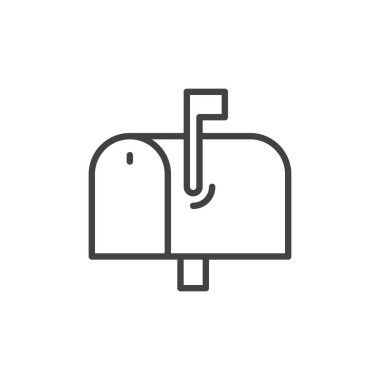 Posta kutusu satırı simgesi, Anahat vektör işareti üzerinde beyaz izole doğrusal stil piktogram. Sembol, logo illüstrasyon. Düzenlenebilir inme. Piksel mükemmel