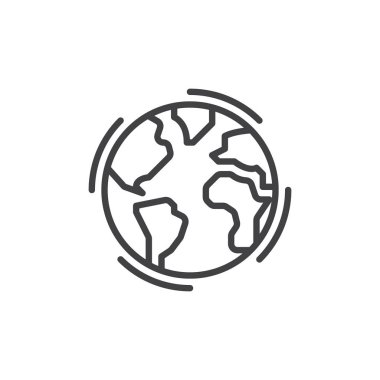 Toprak hattı simge, vektör işareti, anahat üzerinde beyaz izole doğrusal stil piktogram. Küresel, dünya çapında sembolü, logo illüstrasyon. Düzenlenebilir inme. Piksel mükemmel grafikler