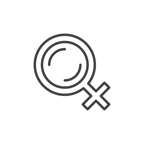 女性性别符号 线条图标 轮廓向量符号 线性样式象形文字隔离在白色 徽标插图 可编辑的笔画 像素完美 — 图库矢量图片