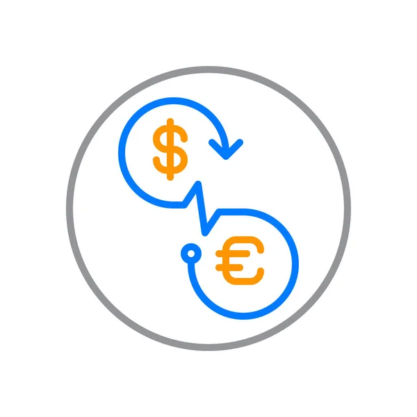 通貨交換概要アイコン 行ベクトル 線形のカラフルなピクトグラムを白で隔離に署名します シンボル ロゴの図 ピクセル完璧なベクトル グラフィック — ストックベクタ