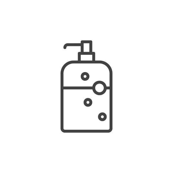 Sabun Dispenseri Şişe Satırı Simgesi Vektör Işareti Anahat Üzerinde Beyaz — Stok Vektör