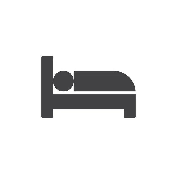 Icono Cama Vector Lleno Signo Plano Pictograma Sólido Aislado Blanco — Vector de stock