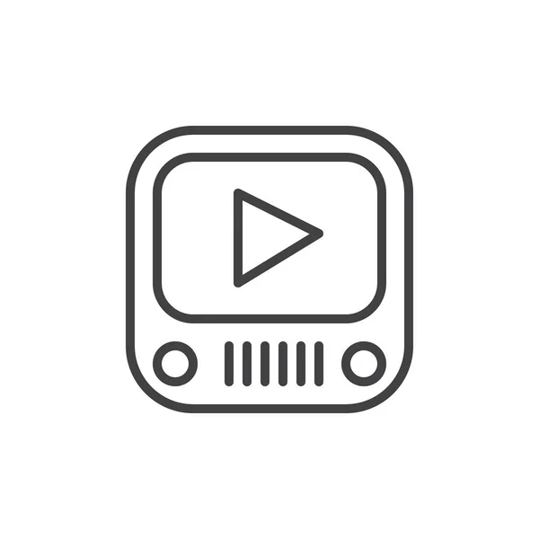 Videoplayer Liniensymbol Umrissvektorzeichen Lineares Stilpiktogramm Auf Weiß Isoliert Symbol Logoabbildung — Stockvektor