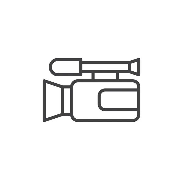 Videokamera Ikonján Szerkezeti Vektor Jele Lineáris Stílusú Piktogram Elszigetelt Fehér — Stock Vector