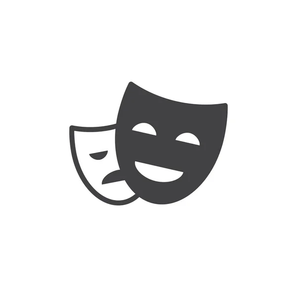 Tiyatro Maskeleri Simge Vektör Düz Işareti Üzerinde Beyaz Izole Katı — Stok Vektör