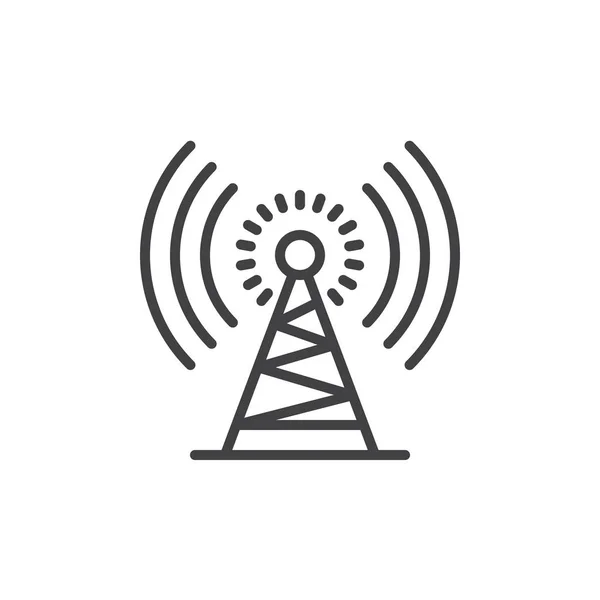 アンテナ タワー線アイコン アウトライン ベクトル記号 直線的なスタイルのピクトグラムが白で隔離 シンボル ロゴの図 編集可能なストローク ピクセル完璧 — ストックベクタ