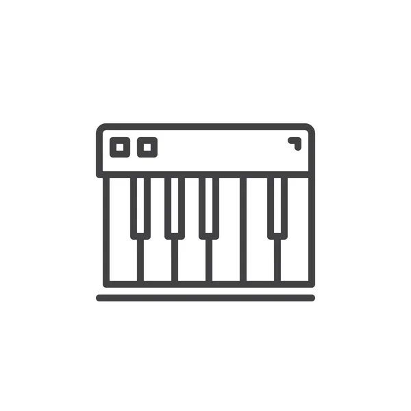ピアノのキー行アイコン ベクトル記号 白で隔離線形スタイル ピクトグラムの概要します シンセサイザーのシンボル ロゴの図 編集可能なストローク ピクセル完璧 — ストックベクタ