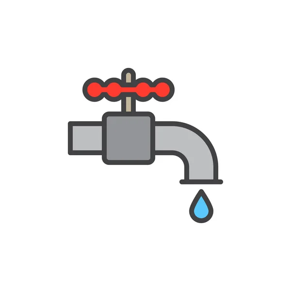 Plumbing Water Tap Filled Outline Icon Line Vector Sign Linear — Stock Vector