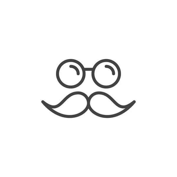 Schnurrbart Und Brille Liniensymbol Umrissvektorzeichen Lineares Piktogramm Auf Weiß Isoliert — Stockvektor