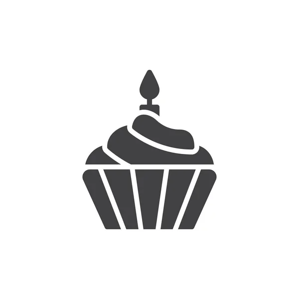 Cupcake Mit Kerzensymbol Vektor Gefülltes Flaches Schild Massives Piktogramm Auf — Stockvektor