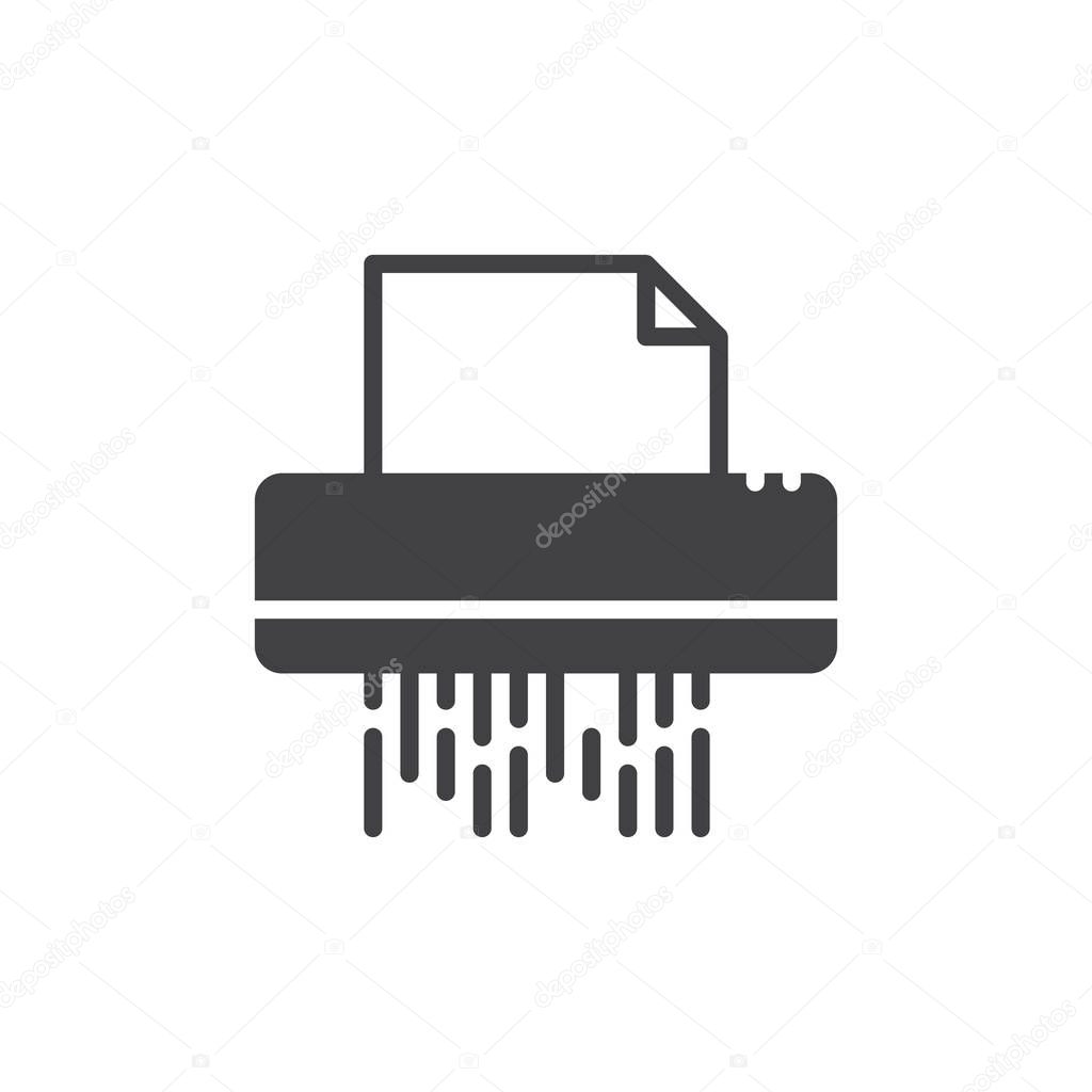 Documents shredder icon vector, filled flat sign, solid pictogram isolated on white. Symbol, logo illustration. Pixel perfect