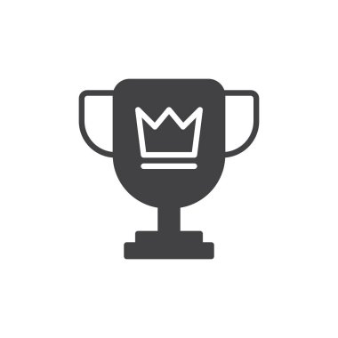Trophy Kupası simge vektör, düz işareti, üzerinde beyaz izole katı piktogram dolu. Sembol, logo illüstrasyon. Piksel mükemmel