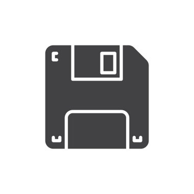 Disket simge vektör, düz işareti, üzerinde beyaz izole katı piktogram dolu. Sembolü, logo illüstrasyon kaydedin. Piksel mükemmel