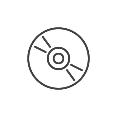 CD, dvd CD satırı simgesi, anahat işareti, üzerinde beyaz izole doğrusal stil piktogram vektör. Sembol, logo illüstrasyon. Düzenlenebilir inme. Piksel mükemmel