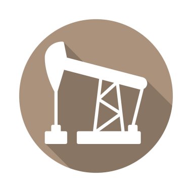 Petrol pompa jack düz simgesi. Renkli düğme dairesel vektör uzun gölge efekti ile oturum açın. Düz stil tasarım