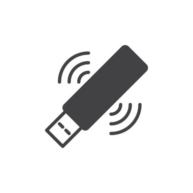 WiFi usb sopa simge vektör, düz işareti, üzerinde beyaz izole katı piktogram dolu. Sembol, logo illüstrasyon. Piksel mükemmel
