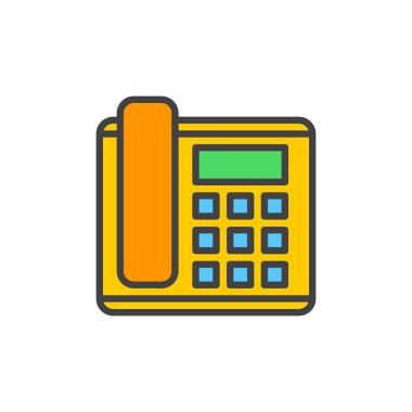 Ofis telefon, telefon doldurulmuş anahat simgesini, çizgi vektör işareti, üzerinde beyaz izole doğrusal renkli sembol. Sembol, logo illüstrasyon. Piksel mükemmel vektör grafikleri