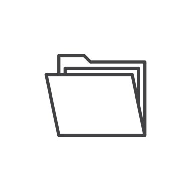 Klasör belgeler satırı simgesi ile Anahat vektör işareti, üzerinde beyaz izole doğrusal stil piktogram. Sembol, logo illüstrasyon. Düzenlenebilir inme. Piksel mükemmel