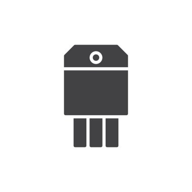 Transistör simge vektör, düz işareti, üzerinde beyaz izole katı piktogram dolu. Sembol, logo illüstrasyon. Piksel mükemmel