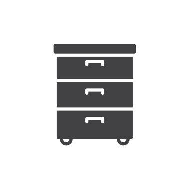 Office belgeleri kabine simge vektör, düz işareti, üzerinde beyaz izole katı piktogram dolu. Sembol, logo illüstrasyon. Piksel mükemmel