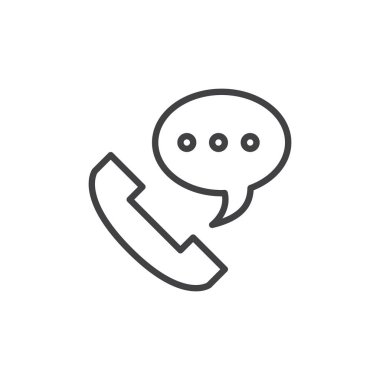 Telefon görüşmesi satırı simgesi, Anahat vektör işareti üzerinde beyaz izole doğrusal stil piktogram. Sembol, logo illüstrasyon. Düzenlenebilir inme. Piksel mükemmel