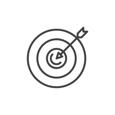 Hedef satırı simgesi, vektör işareti, anahat üzerinde beyaz izole doğrusal stil piktogram. Sembol, logo illüstrasyon. Düzenlenebilir inme. Piksel mükemmel