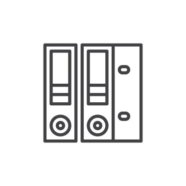 Telli klasörleri satır simgesi, Anahat vektör işareti, üzerinde beyaz izole doğrusal stil piktogram. Sembol, logo illüstrasyon. Düzenlenebilir inme. Piksel mükemmel