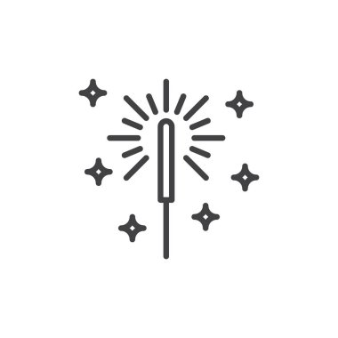 Maytap havai fişek satırı simgesi, Anahat vektör işareti üzerinde beyaz izole doğrusal stil piktogram. Sembol, logo illüstrasyon. Düzenlenebilir inme. Piksel mükemmel