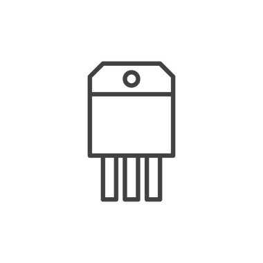 Transistör satırı simgesi, Anahat vektör işareti üzerinde beyaz izole doğrusal stil piktogram. Sembol, logo illüstrasyon. Düzenlenebilir inme. Piksel mükemmel