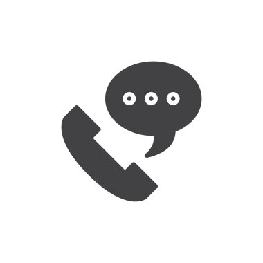 Telefon görüşmesi simge vektör, düz işareti, üzerinde beyaz izole katı piktogram dolu. Sembol, logo illüstrasyon. Piksel mükemmel