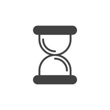 Kum saati, kum saati simgesi vektör, düz işareti, üzerinde beyaz izole katı piktogram dolu. Sembol, logo illüstrasyon. Piksel mükemmel