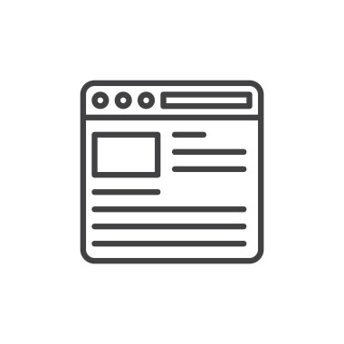 Web tarayıcı satırı simgesi, vektör işareti, anahat üzerinde beyaz izole doğrusal stil piktogram. Internet sayfa sembol, logo illüstrasyon. Düzenlenebilir inme. Piksel mükemmel