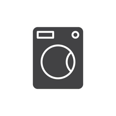 Çamaşır makinesi simge vektör, düz işareti, üzerinde beyaz izole katı piktogram dolu. Sembol, logo illüstrasyon. Piksel mükemmel