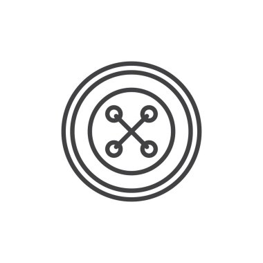 Dört dikiş düğme satırı simgesi, delik Anahat vektör işareti, üzerinde beyaz izole doğrusal stil piktogram. Sembol, logo illüstrasyon. Düzenlenebilir inme. Piksel mükemmel