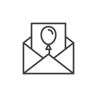 Davet mektubu için olay satırı simgesi, Anahat vektör işareti, üzerinde beyaz izole doğrusal stil piktogram. Sembol, logo illüstrasyon. Düzenlenebilir inme. Piksel mükemmel