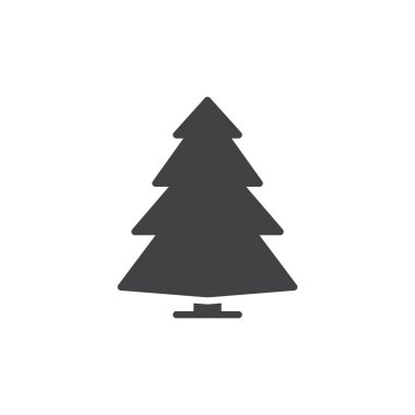 İğne yapraklı ağaç, çam simge vektör, düz işareti, üzerinde beyaz izole katı piktogram dolu. Sembol, logo illüstrasyon. Piksel mükemmel