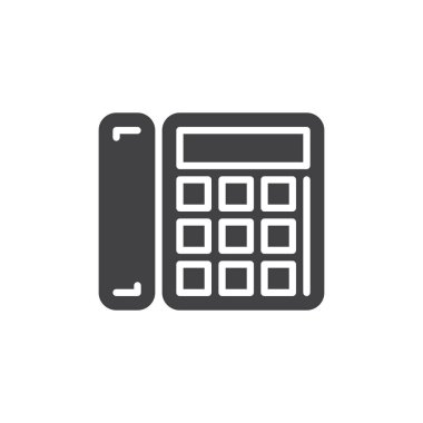 Ofis telefonu simge vektör, düz işareti, üzerinde beyaz izole katı piktogram dolu. Sembol, logo illüstrasyon. Piksel mükemmel