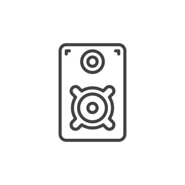 Hoparlör satırı simgesi, Anahat vektör işareti üzerinde beyaz izole doğrusal stil piktogram. Sembol, logo illüstrasyon. Düzenlenebilir inme. Piksel mükemmel